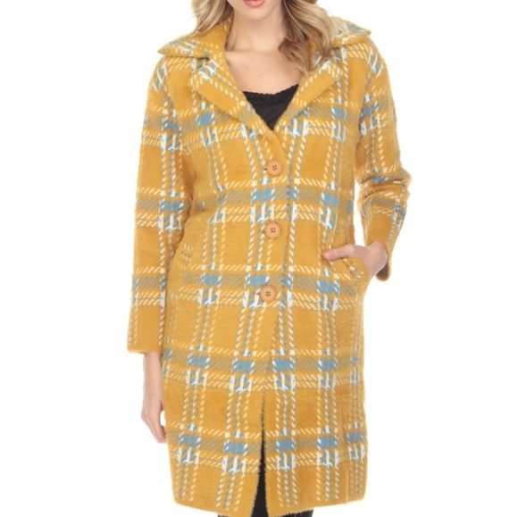 Alison Sheri Amber Combo Plaid Button-Down Coat - Picture 1 of 5